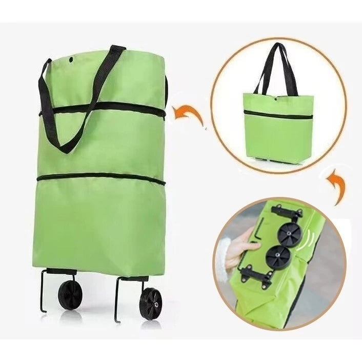 Bolsa de compras dobrável com rodas para feira