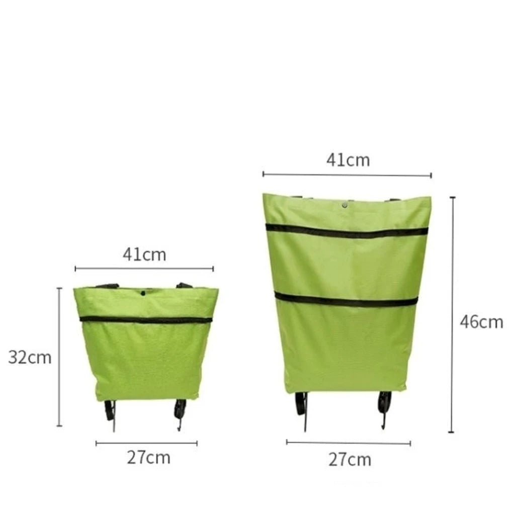 Bolsa de compras dobrável com rodas para feira