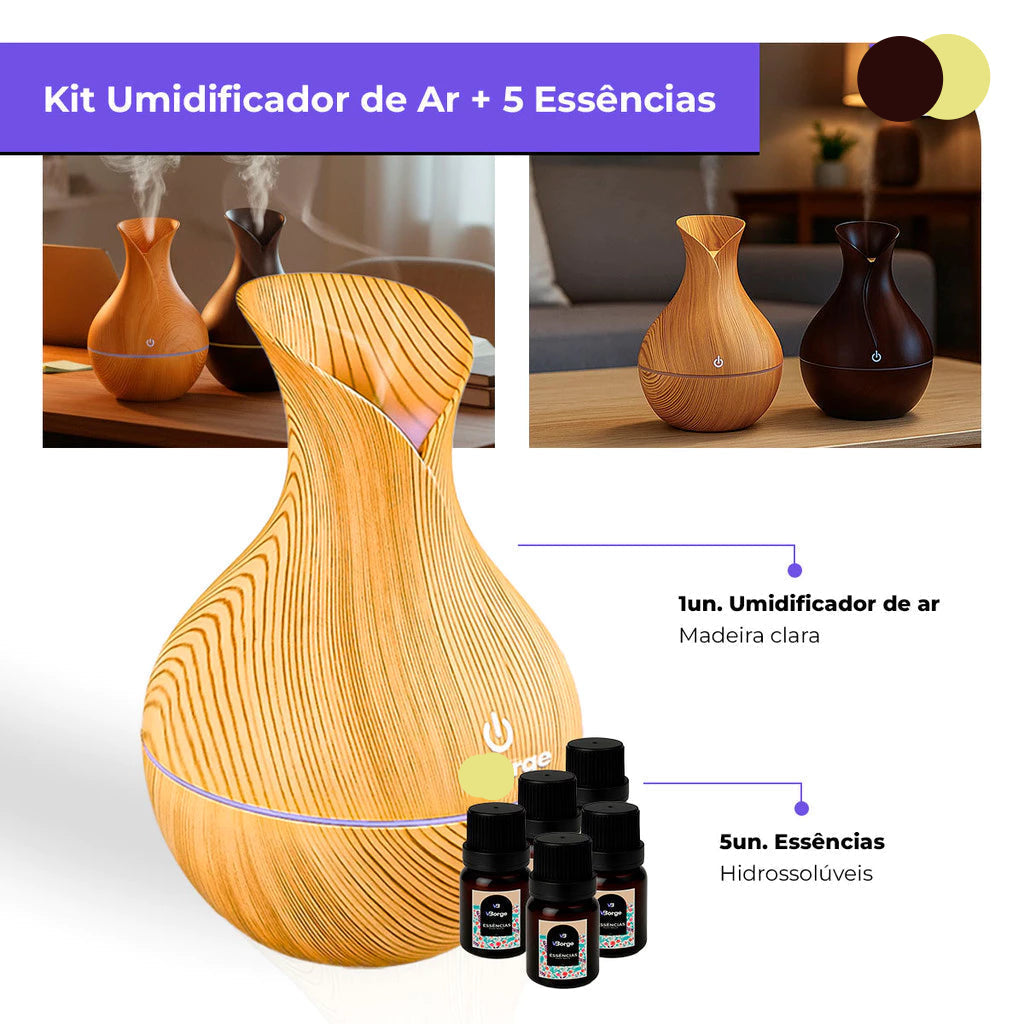 Umidificador De Ar + 5 Essências Hidrossolúvel